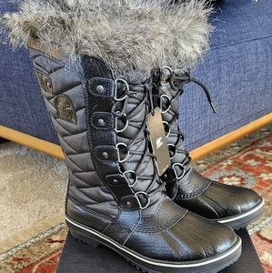 SOREL Tofino II Waterproof Black, Stone Snow/ Rain Boots Sz 8.5m